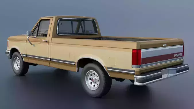 Pickup Truck F-150 Long Bed 1987 3D print model 5