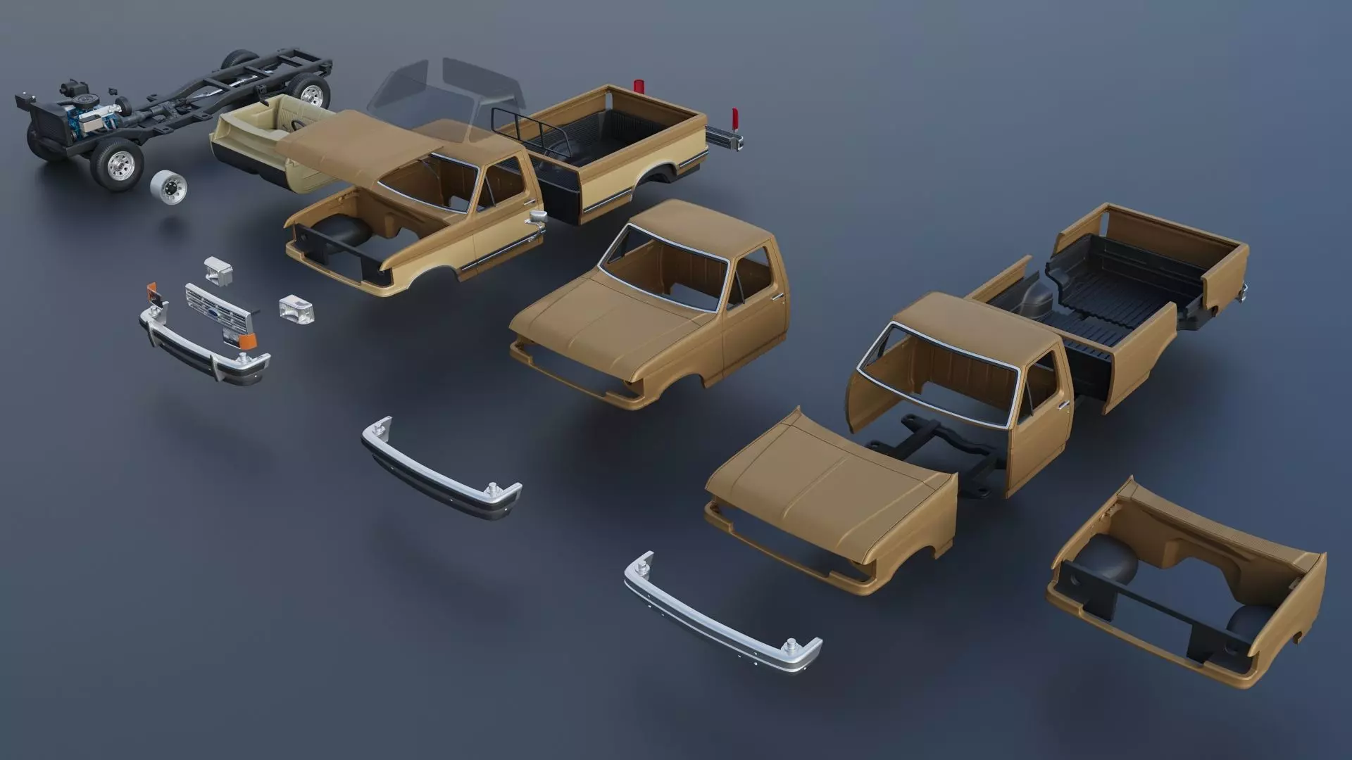 Pickup Truck F-150 Long Bed 1987 3D print model_16