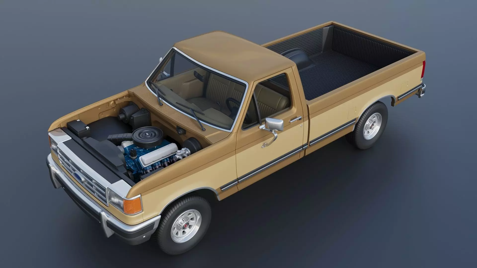 Pickup Truck F-150 Long Bed 1987 3D print model_14