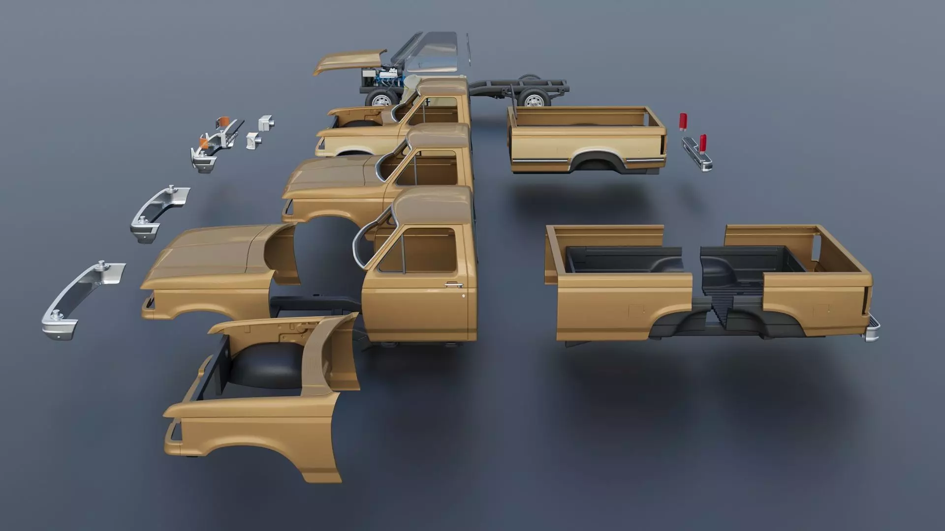 Pickup Truck F-150 Long Bed 1987 3D print model_17