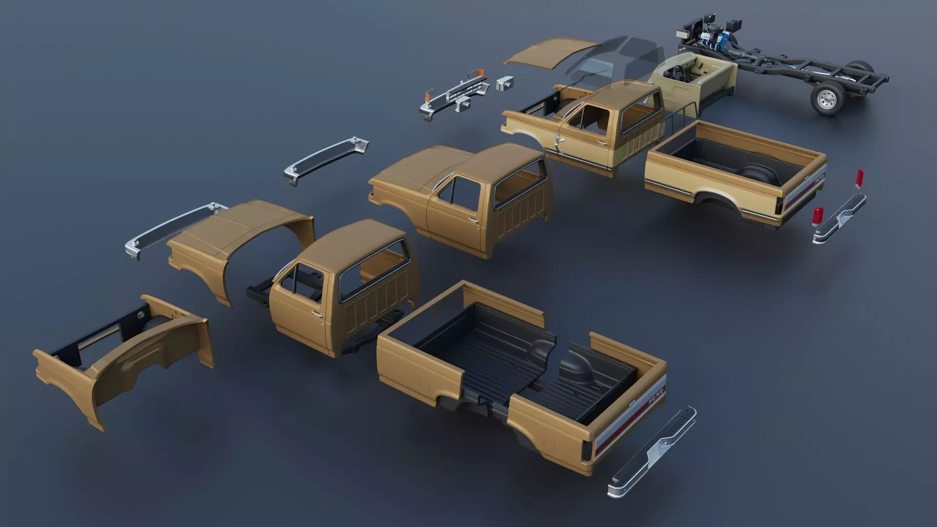 Pickup Truck F-150 Long Bed 1987 3D print model_18