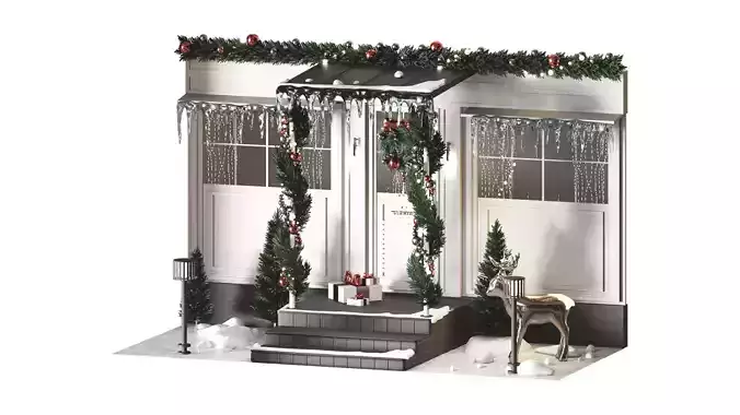 New Years decoration of the building entrance