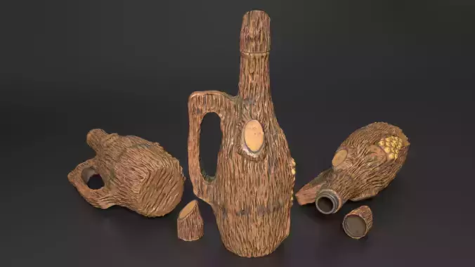 Rustic Ceramic Bottle Imitating Wood