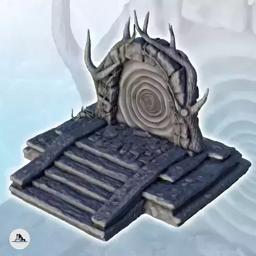 Magic stone gate with tree roots and platform 7 - Medieval Gothi