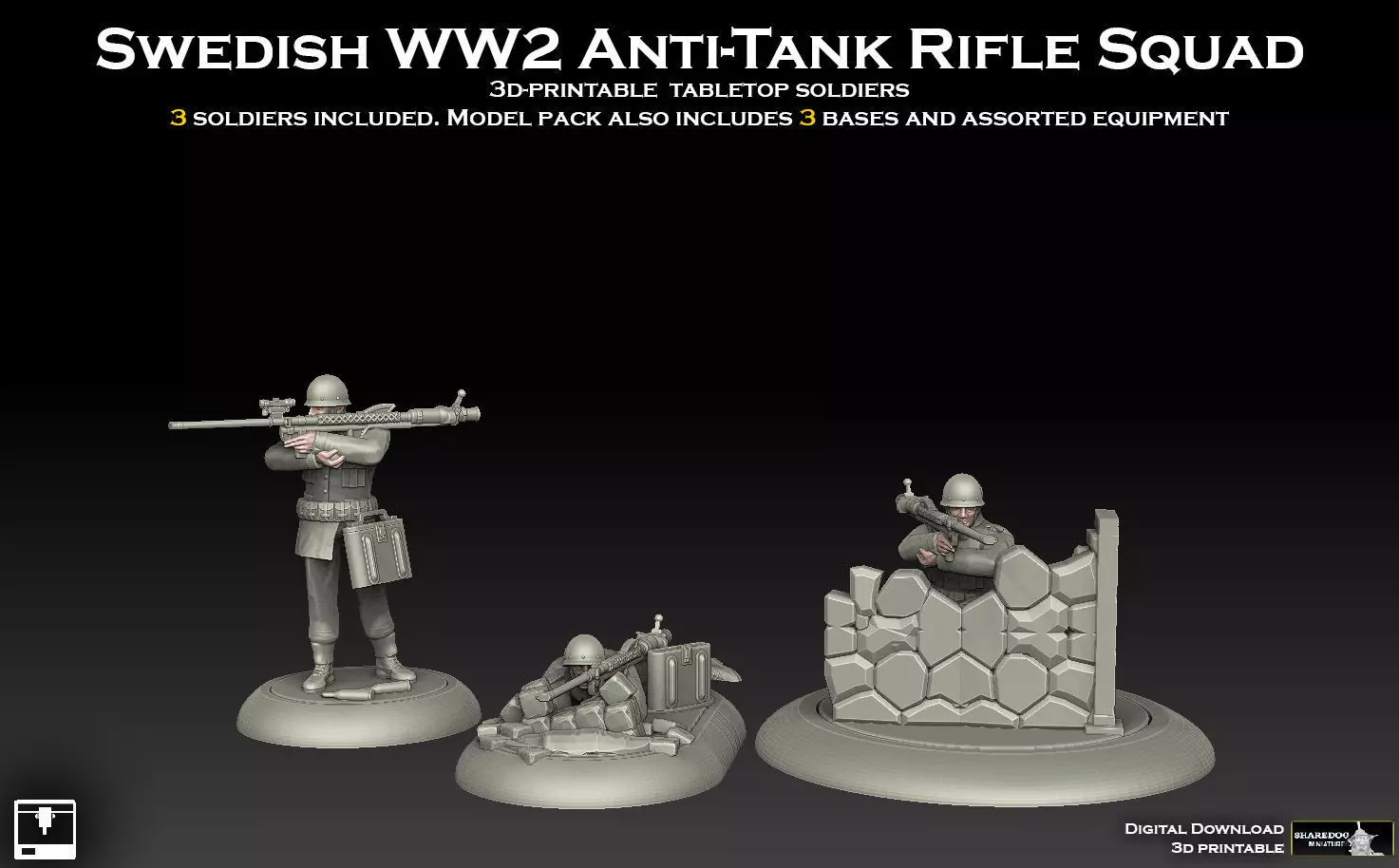 Swedish WW2 Anti Tank Rifle Team 3D print model