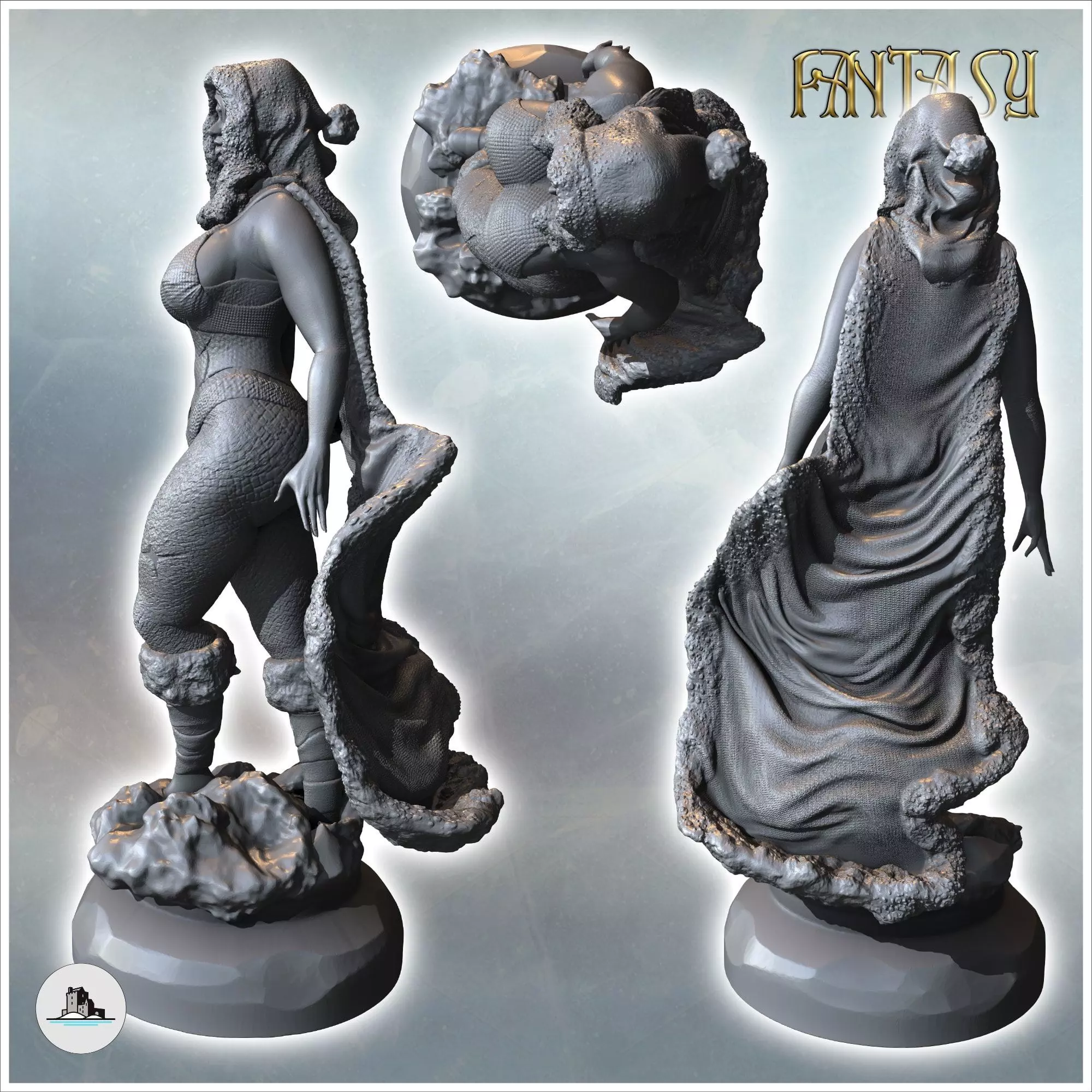 Woman with furry shoes and Christmas hat on her head version wit 3D print model_3