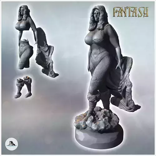 Woman with furry shoes and Christmas hat on her head version wit 3D print model Woman with furry shoes and Christmas hat on her head version wit 3D print model