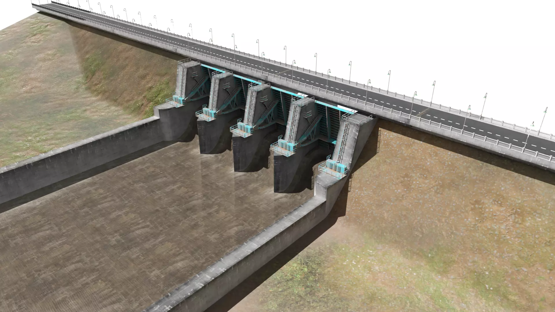 Embankment dam Low-poly 3D model