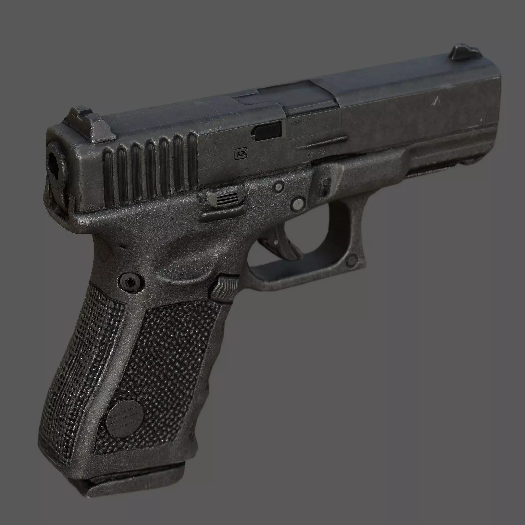 Glock 19 Gen 5  Realistic 3D Model  4K PBR Textures Game Ready  Low-poly 3D model_3