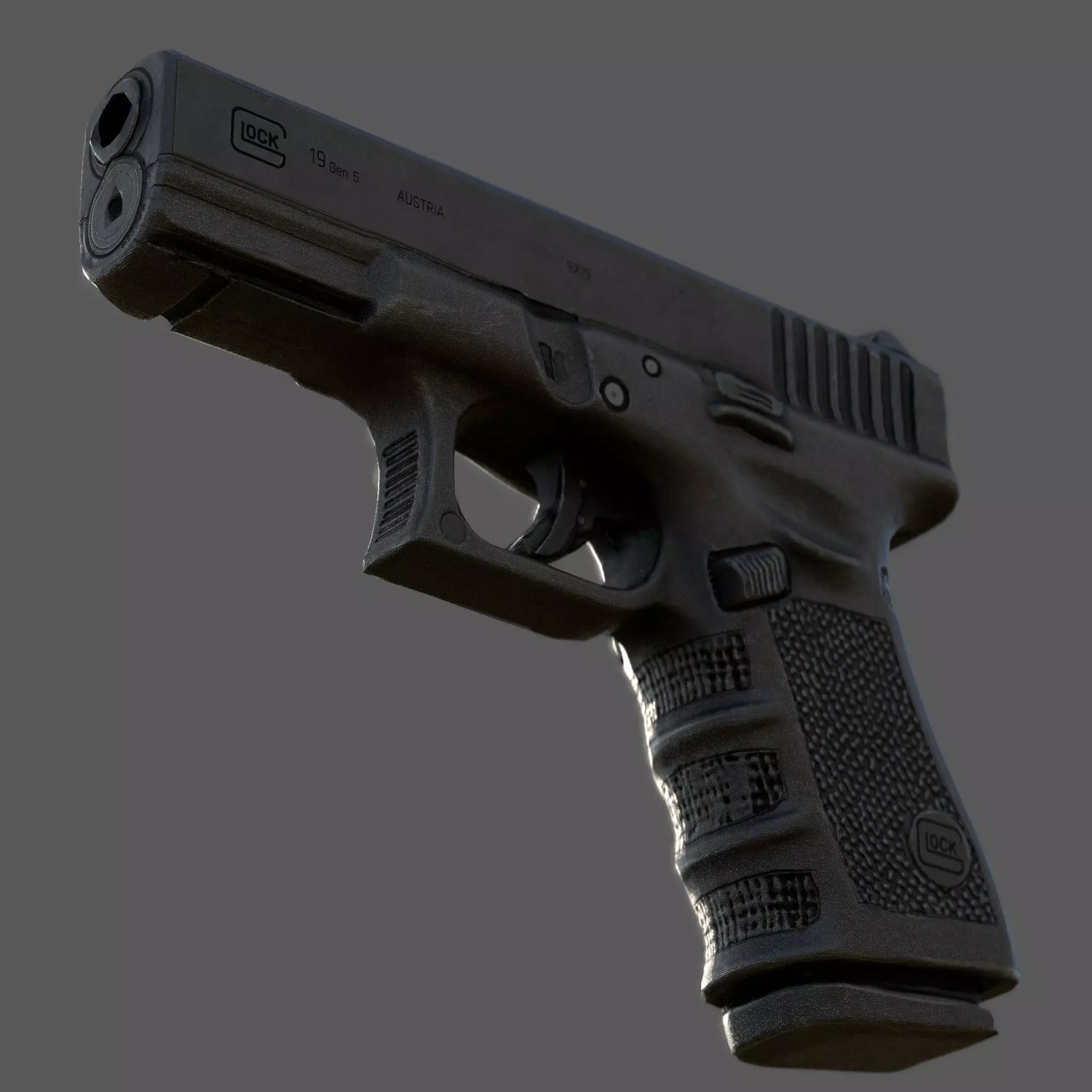 Glock 19 Gen 5  Realistic 3D Model  4K PBR Textures Game Ready  Low-poly 3D model_5