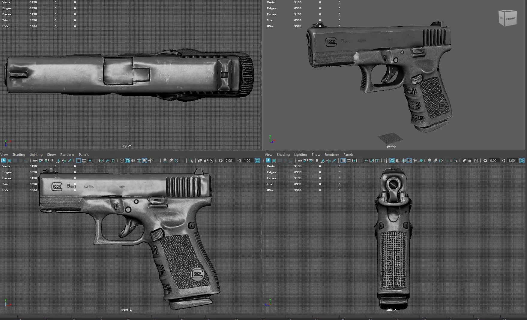 Glock 19 Gen 5  Realistic 3D Model  4K PBR Textures Game Ready  Low-poly 3D model_11