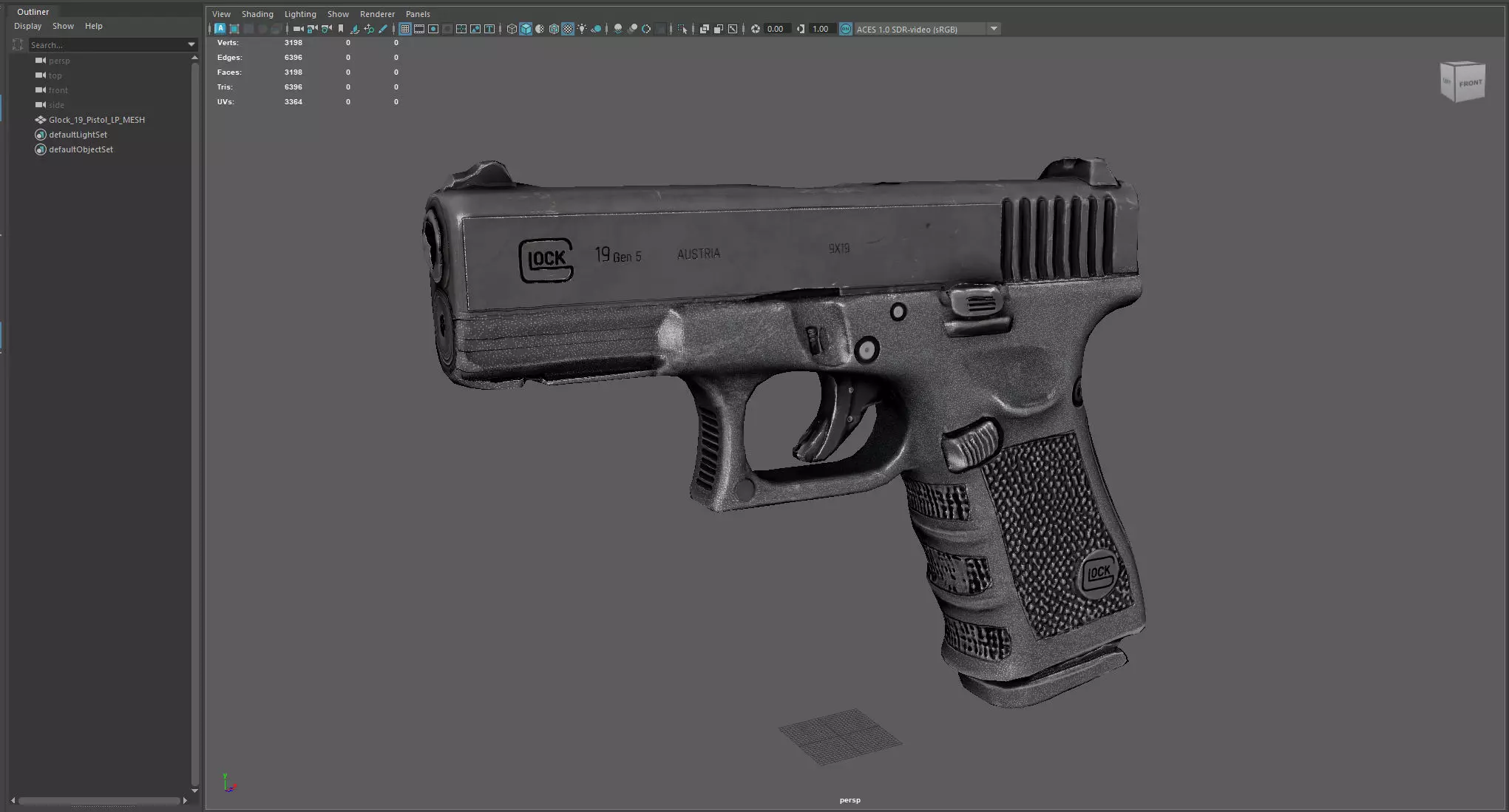 Glock 19 Gen 5  Realistic 3D Model  4K PBR Textures Game Ready  Low-poly 3D model_8