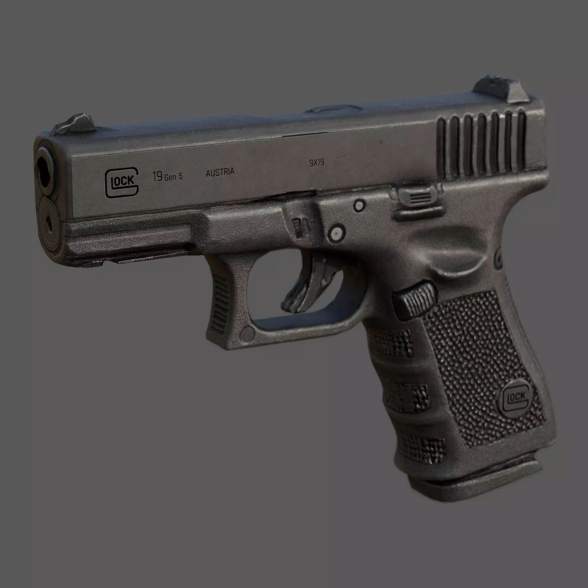 Glock 19 Gen 5  Realistic 3D Model  4K PBR Textures Game Ready  Low-poly 3D model_0