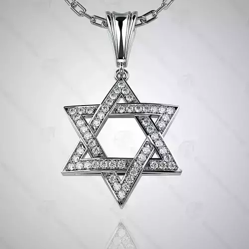 Star of David Pendant with gemstones FS 001 Free 3D print model