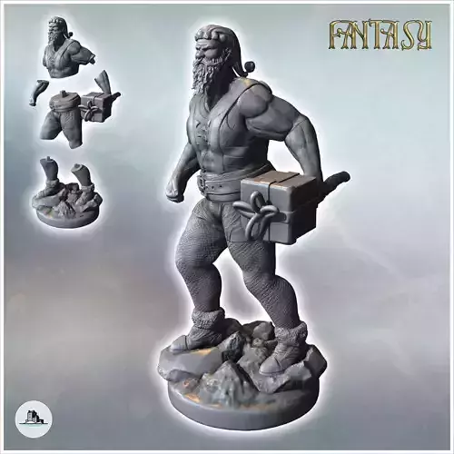 Weightlifting Santa Claus with bulging muscles and a single dumb