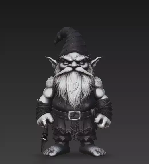 Dark Gnome Warrior - Stylized Fantasy Character 3D Model 3D print model_5