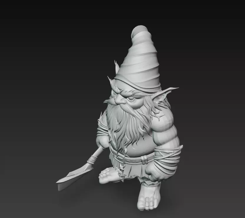 Dark Gnome Warrior - Stylized Fantasy Character 3D Model 3D print model_9