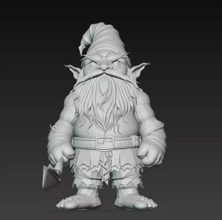 Dark Gnome Warrior - Stylized Fantasy Character 3D Model 3D print model_11