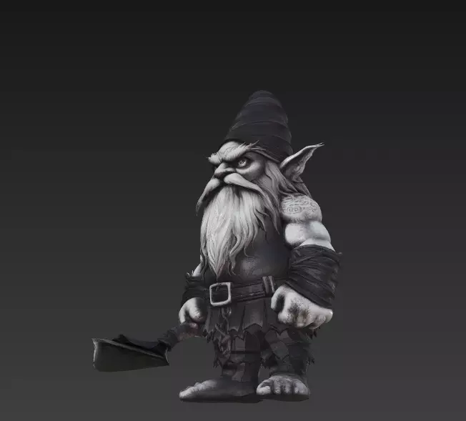Dark Gnome Warrior - Stylized Fantasy Character 3D Model 3D print model_0