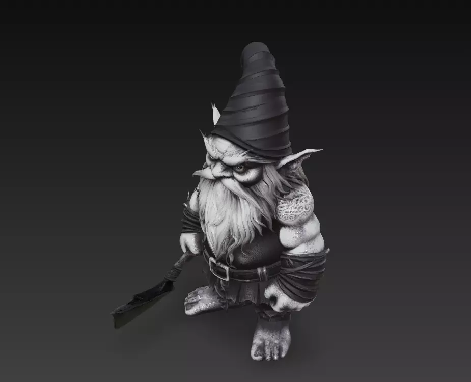 Dark Gnome Warrior - Stylized Fantasy Character 3D Model 3D print model_2