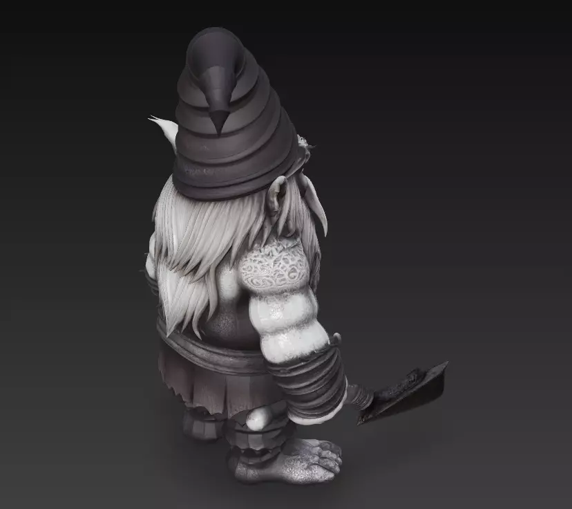 Dark Gnome Warrior - Stylized Fantasy Character 3D Model 3D print model_4