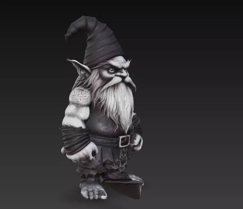 Dark Gnome Warrior - Stylized Fantasy Character 3D Model 3D print model_3