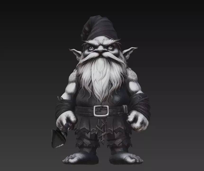 Dark Gnome Warrior - Stylized Fantasy Character 3D Model 3D print model_1