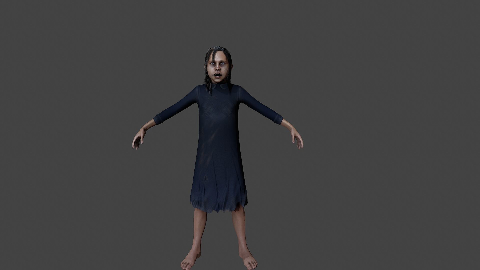 Creepy girl Horror version 1 Low-poly 3D model_2