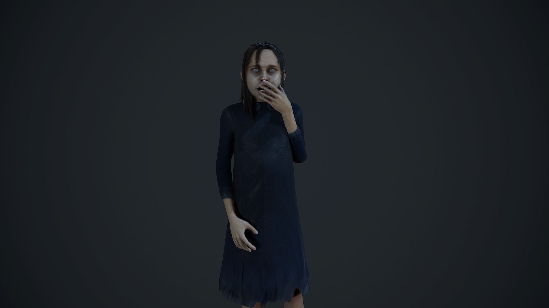 Creepy girl Horror version 1 Low-poly 3D model_0