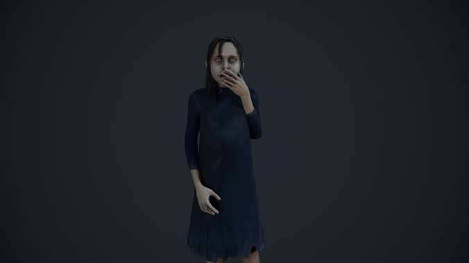 Creepy girl Horror version 1 Low-poly 3D model
