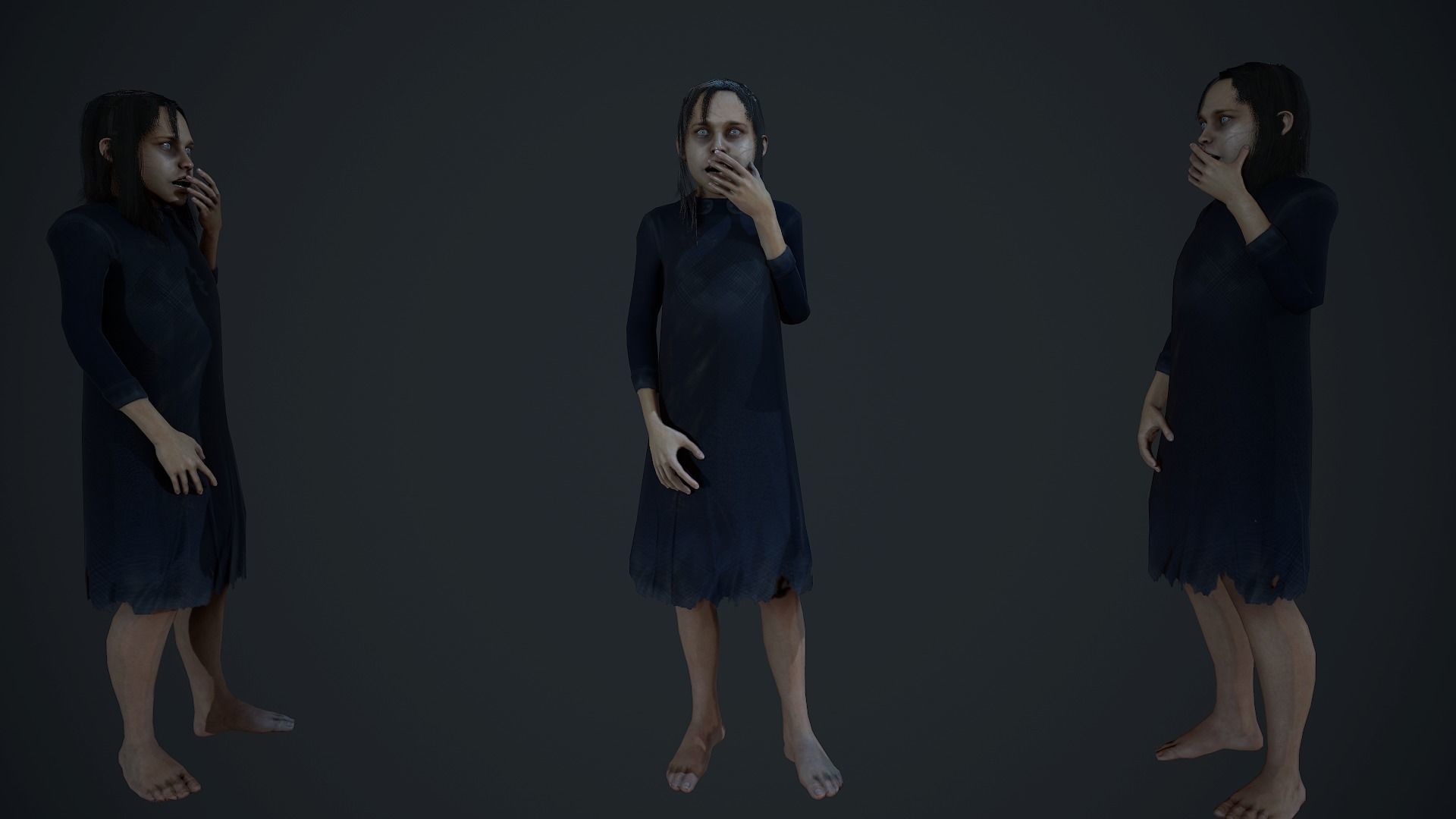 Creepy girl Horror version 1 Low-poly 3D model_1