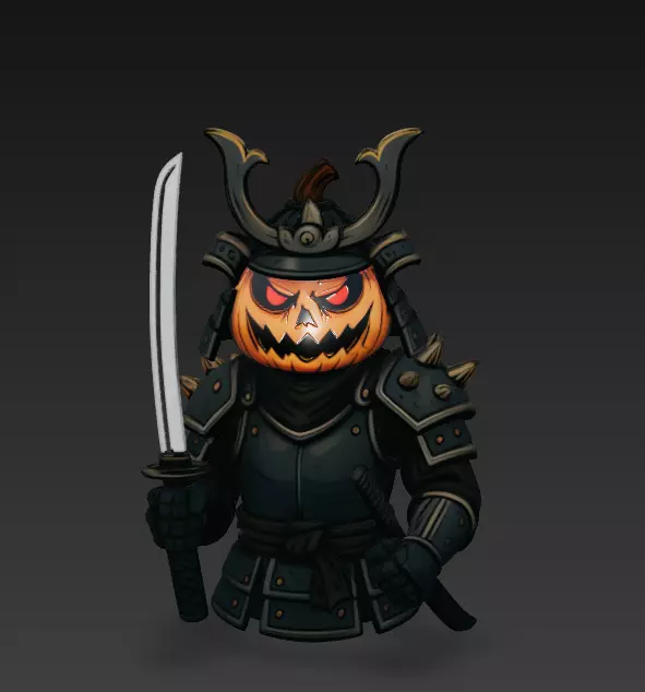 Pumpkin Samurai - Halloween Warrior 3D Model 3D print model