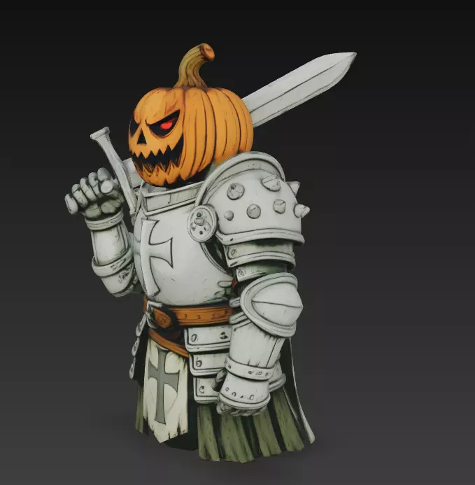 Pumpkin Paladin - Halloween Knight 3D Model 3D print model_5