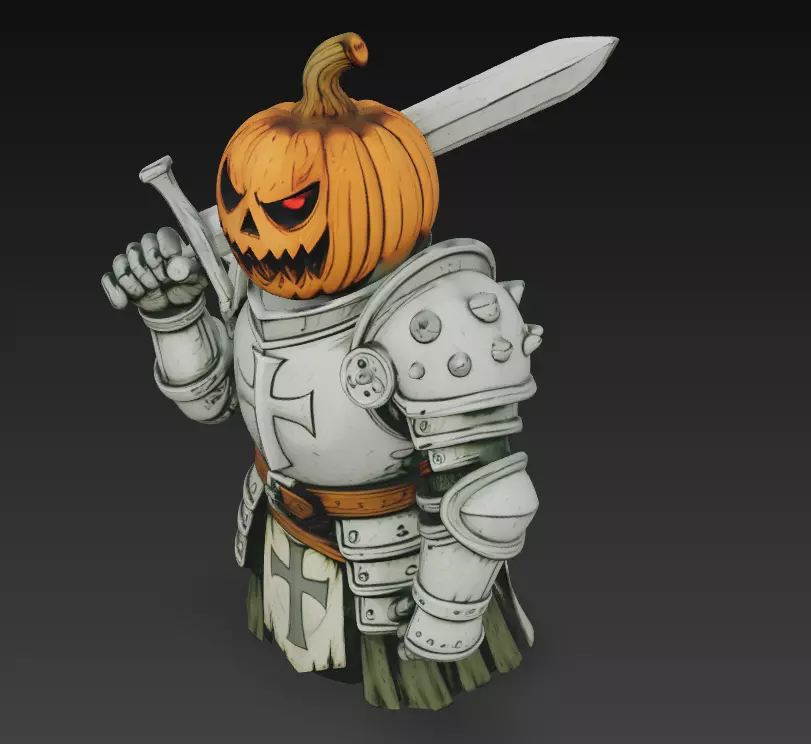 Pumpkin Paladin - Halloween Knight 3D Model 3D print model_3