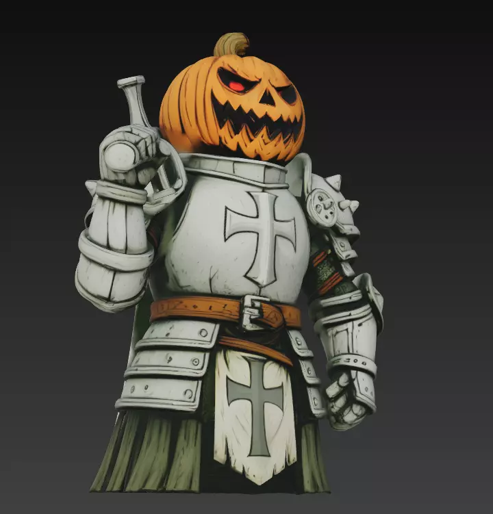 Pumpkin Paladin - Halloween Knight 3D Model 3D print model_2