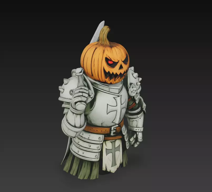 Pumpkin Paladin - Halloween Knight 3D Model 3D print model_4