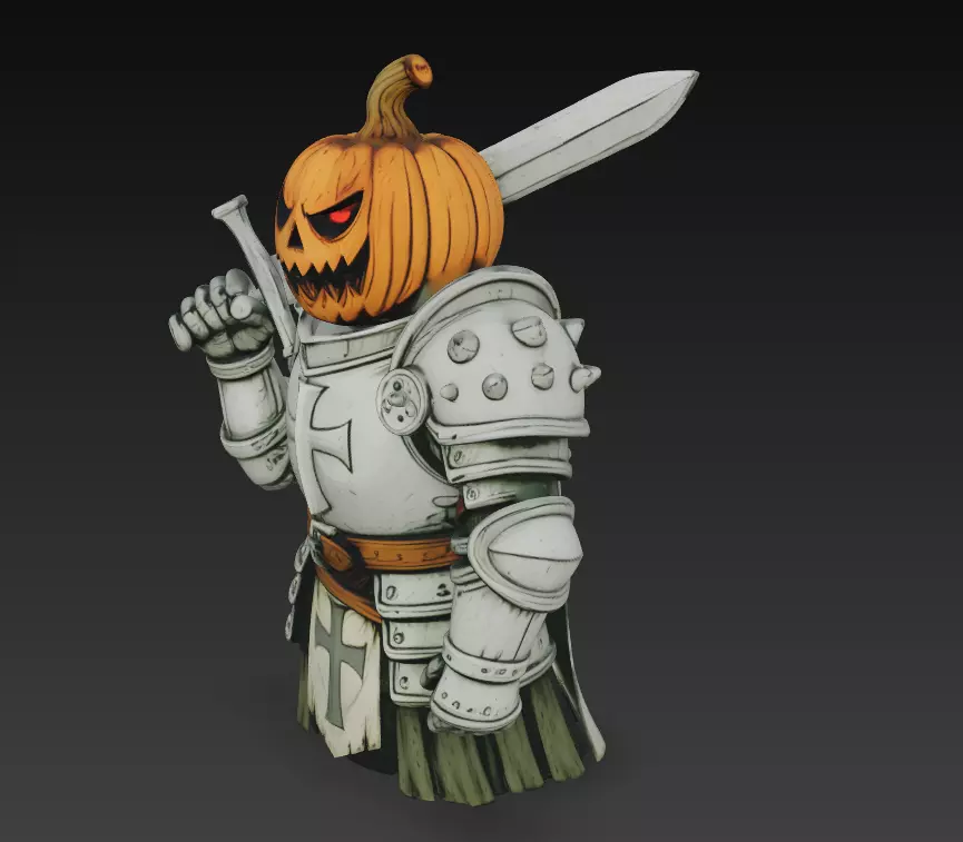 Pumpkin Paladin - Halloween Knight 3D Model 3D print model_7