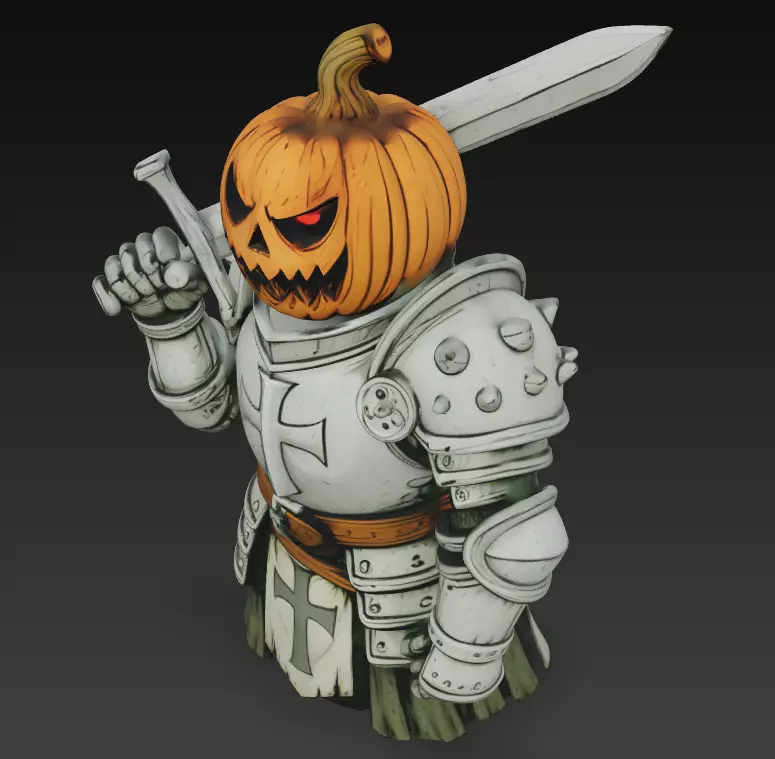Pumpkin Paladin - Halloween Knight 3D Model 3D print model_1