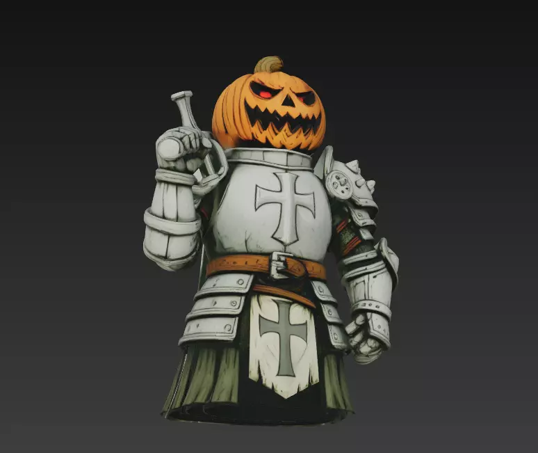 Pumpkin Paladin - Halloween Knight 3D Model 3D print model_6