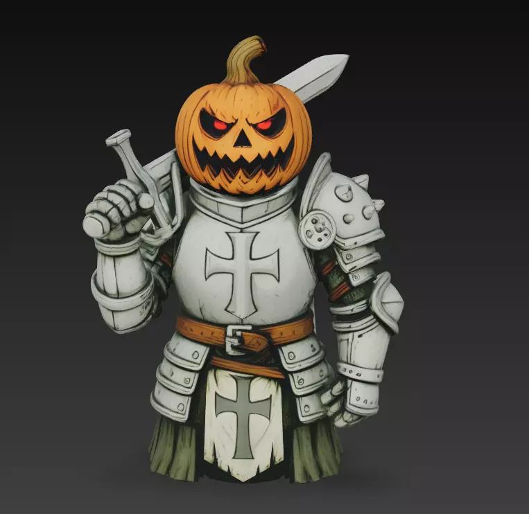 Pumpkin Paladin - Halloween Knight 3D Model 3D print model_0