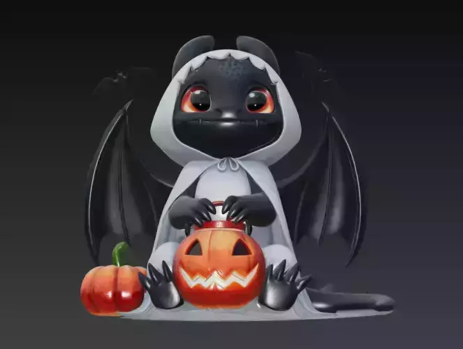 Cute Baby Dragon - Halloween Edition 3D Model