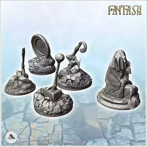 Fantasy accessory set with hammer and shield 1 - Medieval Gothic