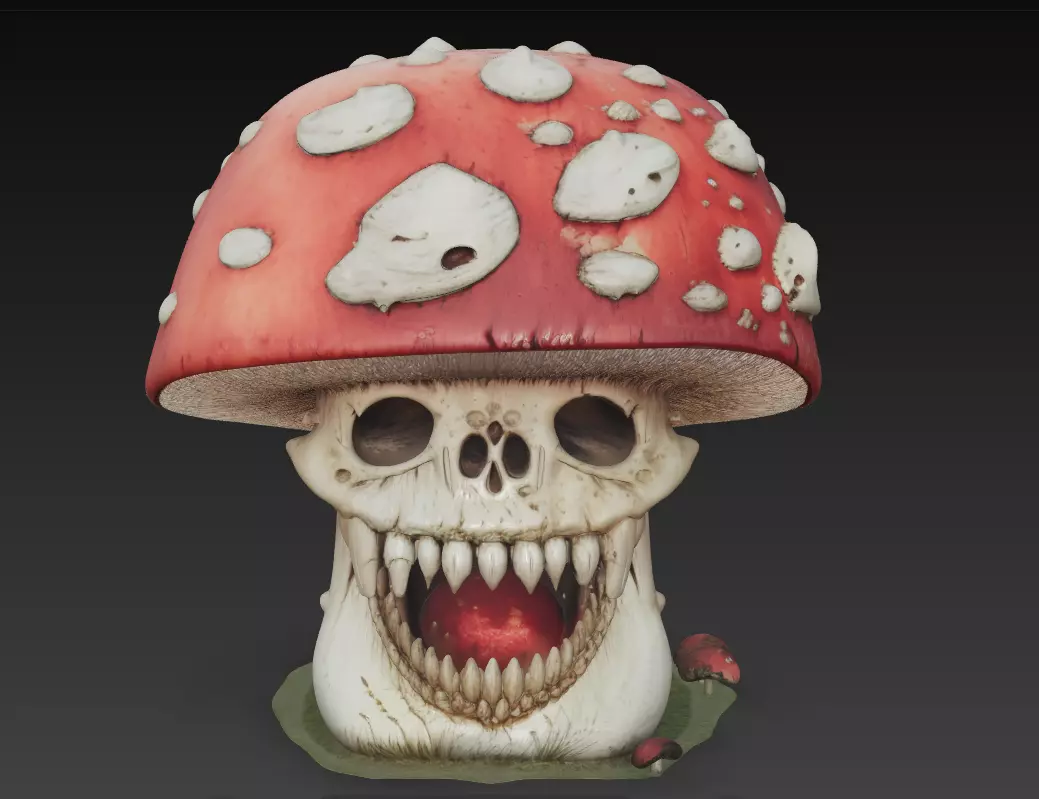 Mushroom Skull - Stylized Horror 3D Model 3D print model_2