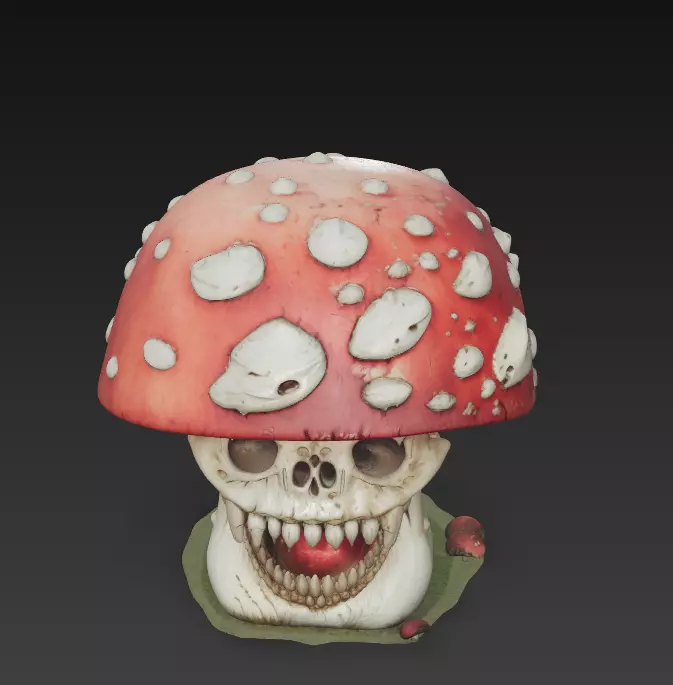 Mushroom Skull - Stylized Horror 3D Model 3D print model_6