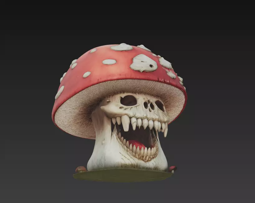 Mushroom Skull - Stylized Horror 3D Model 3D print model_4