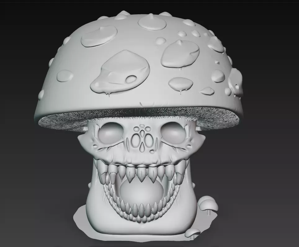 Mushroom Skull - Stylized Horror 3D Model 3D print model_7