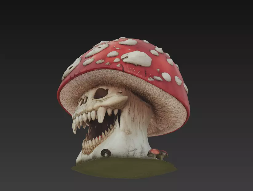 Mushroom Skull - Stylized Horror 3D Model 3D print model_5