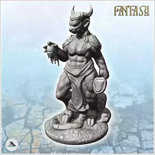 Two-horned Minotaur 5 - Medieval Fantasy Magic Feudal Old Archai