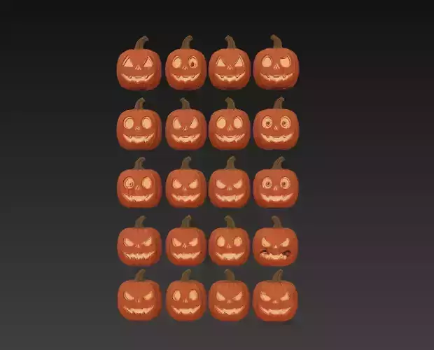 Pumpkin Faces Collection - Halloween 3D Model Pack 3D print model