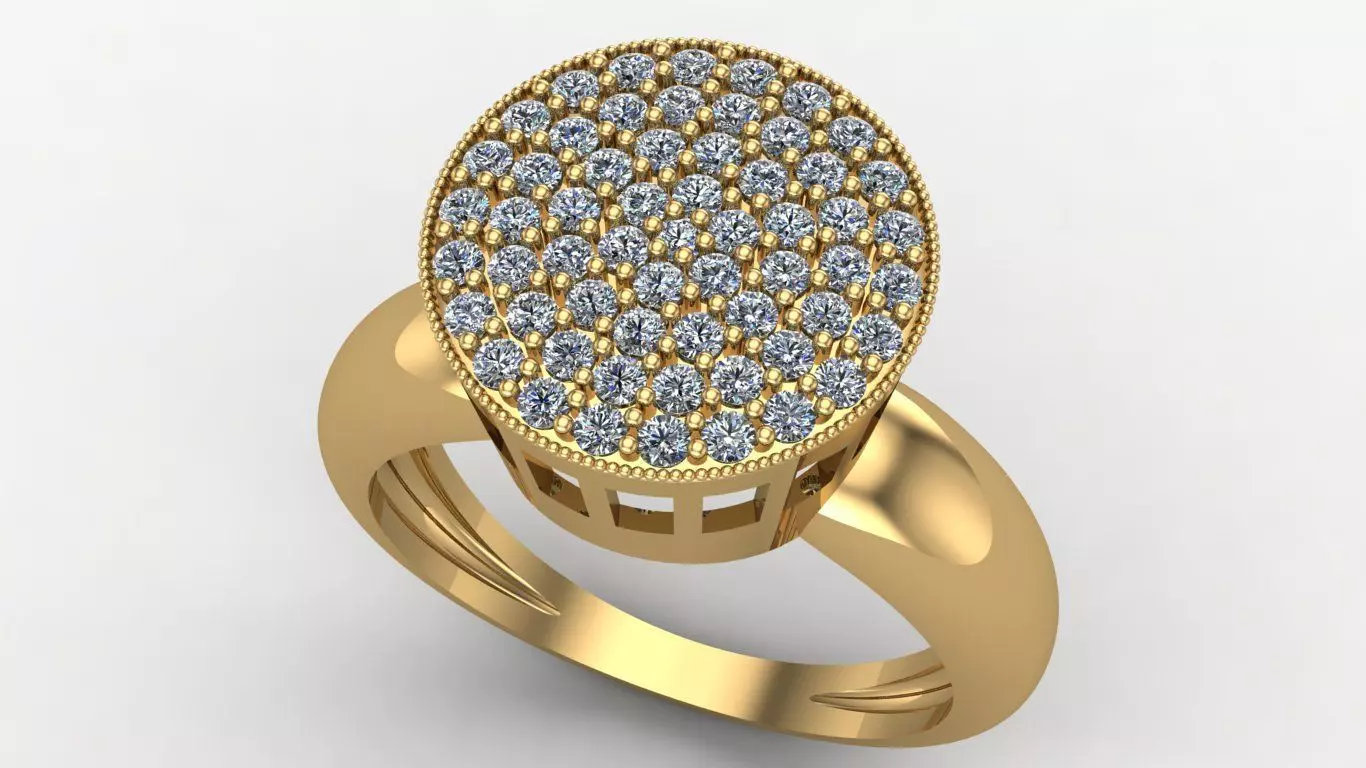 Round Diamond Cluster Ring 3D print model_0